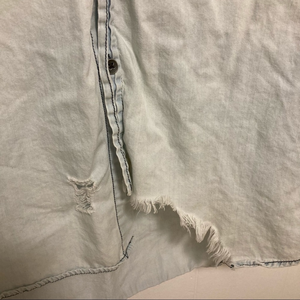 One teaspoon western distressed button down Jean denim long sleeve shirt stained - Picture 3 of 9